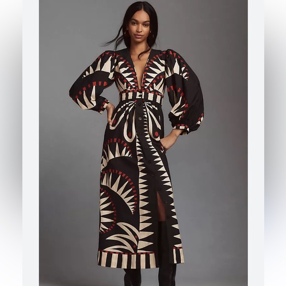 Farm Rio Coconut Grove Puff-Sleeve V-Neck Maxi Dress - Picture 6 of 16